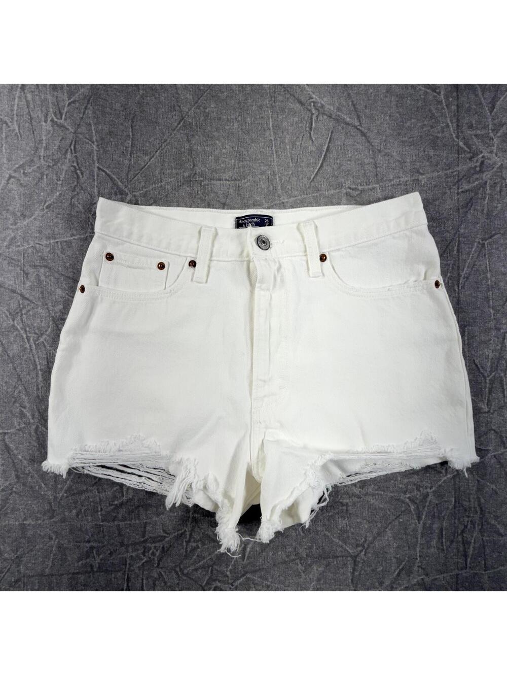 Abercrombie Shorts Women's 2 White High Rise Distressed